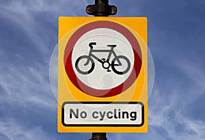 No Cycling Sign