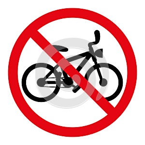 no cycling symbol, prohibitory sign, red crossed out circle symbol with bicycle silhouette