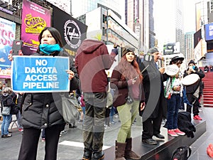 No Dakota Access Pipeline, Protesters in Times Square, New York City, NYC, NY, USA