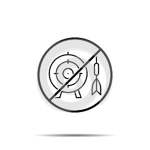 No Dart, bullseye icon. Simple thin line, outline vector of amusement ban, prohibition, embargo, interdict, forbiddance icons for