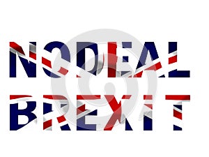 No Deal Brexit text in the colours of the Union Jack flag