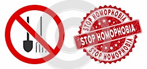 No Dig Icon with Distress Stop Homophobia Seal