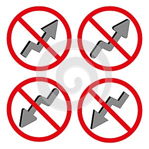 No direction arrows set. Navigation prohibited symbol. Traffic direction banned. Vector illustration. EPS 10.