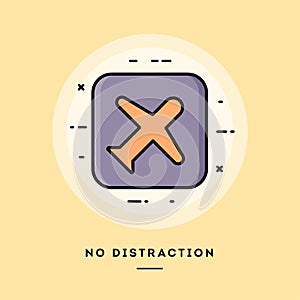 No distraction mode, flat design thin line banner.