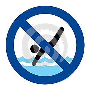 no diving sign swimming pool blue color