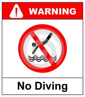 No diving sign. Vector prohibition symbol in red circle