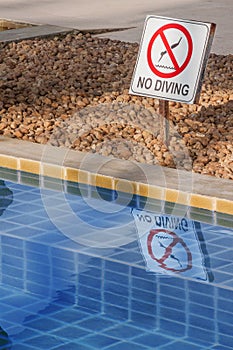 No Diving Warning Sign at the Poolside.