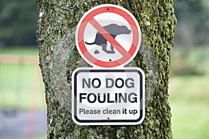 No dog fouling sign in children`s public play park