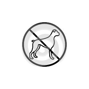 No dog line icon, prohibition sign, forbidden