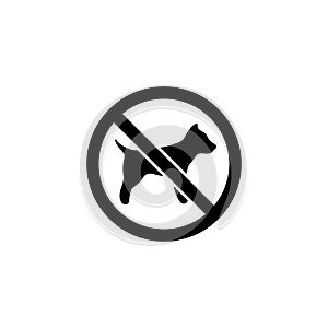 No Dogs Allowed, Dog Walking Prohibition. Flat Vector Icon illustration. Simple black symbol on white background. No