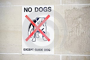 No dogs allowed sign at entrance to building