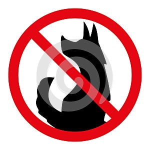 no dogs allowed symbol, prohibitory sign, red crossed out circle symbol with dog silhouette