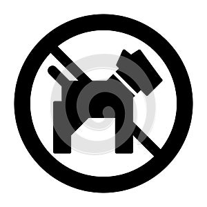 No dogs simple vector icon. Black and white illustration of dog and forbidden sign. Solid linear pet icon.