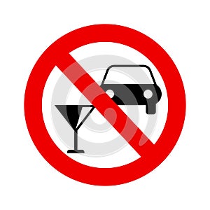 No drink and drive sign vector icon flat design