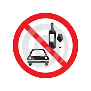 No drink and drive vector sign isolated on white background