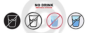 No Drink icon set with different styles
