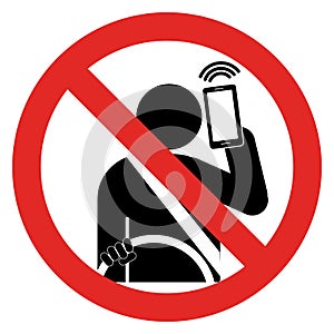 No driving and no using phone icon sign isolated on white background