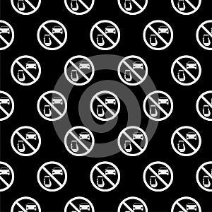 No driving and phone using seamless pattern isolated on black background