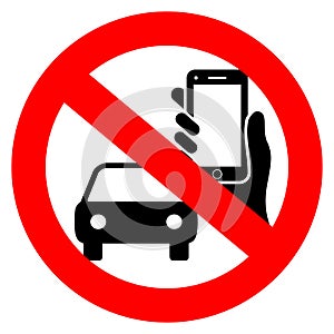 No driving and phone using vector sign