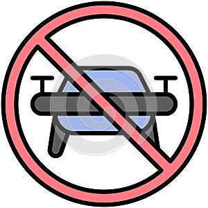 No drone icon, prohibition sign vector illustration
