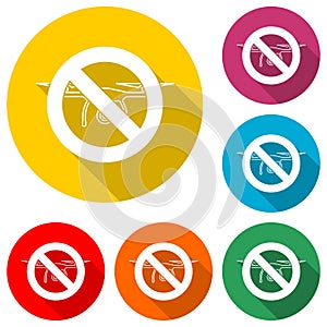 No drone traffic sign, color icon with long shadow