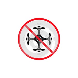 No drone zone sign. No drone icon vector. Flights with drone prohibited