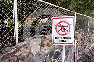 No drone zone sign in temple.Thailand.