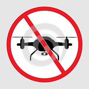 No drone zoon icon. Stop sign icon.No fly photo