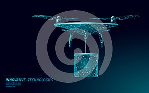 No drones city low poly banner template. Regulation of unmanned aerial vehicles sky delivery. Law ban aircraft privacy