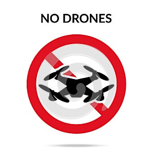 No drones sign. Drone flights limitations in public places, park