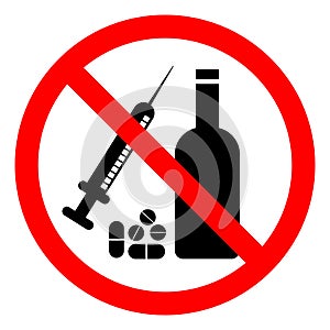 No Drugs Or Alcohol Symbol Sign, Vector Illustration, Isolate On White Background Label .EPS10
