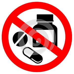 No drugs vector sign, don`t use medicaments