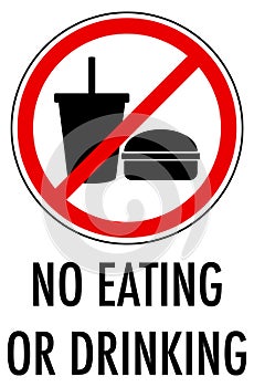 No eating or drinking sign isolated on white background