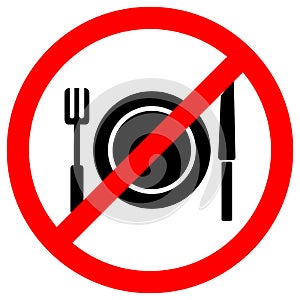 No Eating Symbol Sign Isolate On White Background,Vector Illustration EPS.10