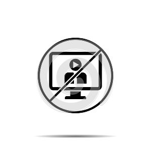 No education, online training, monitor icon. Simple thin line, outline vector of online traning ban, prohibition, embargo,