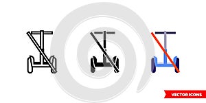 No electric scooter icon of 3 types color, black and white, outline. Isolated vector sign symbol