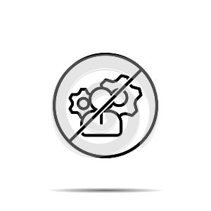 No electricity, worker, light, settings icon. Simple thin line, outline vector of project management ban, prohibition, embargo,