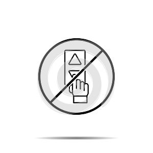No elevator, arm, button icon. Simple thin line, outline vector of hotel service ban, prohibition, forbiddance icons for ui and ux
