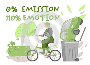 No emission, 110 percent emotion. Ecological landscape poster.