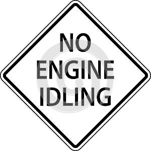No Engine Idling Sign On White Background