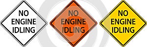 No Engine Idling Sign On White Background