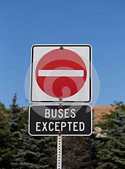 No Entry Buses Excepted Sign