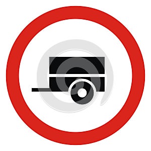 No entry of motor vehicles with a trailer, road sign, vector icon