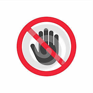 No entry prohibition. Do not touch. Forbidden sign with stop hand glyph icon.