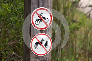 No entry sign - no bicycle and animals