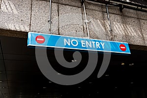 No Entry Sign Placed On Top of Corridor Office Building