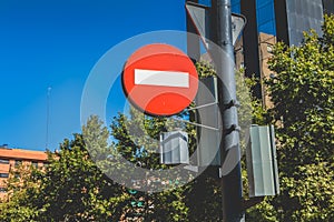 No entry sign for vehicular traffic in the city center