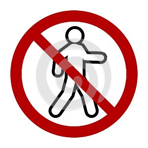 No entry, stop pedestrian symbol, prohibition sign. Flat vector illustration isolated on white