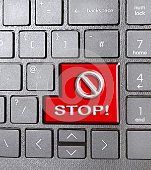 no entry stop prohibit sign icon computer communications typing keyboard keys photo