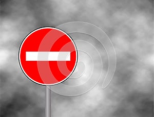 No Entry Traffic sign isolated in sky background. Wrong way road sign